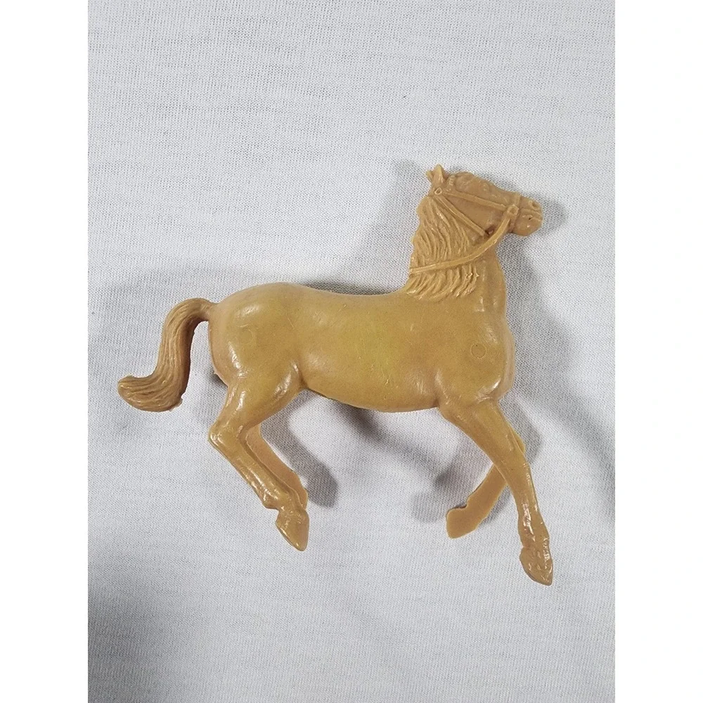 Vintage Tim-Mee Horse Figurine Set Processed Plastic 3pc Black Brown Tan